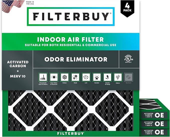 Filterbuy 24x24x1 Air Filter MERV 10 Odor & Allergy Defense by Filterbuy