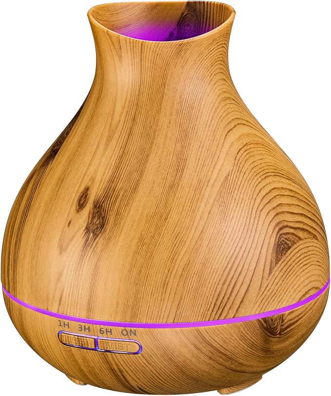 BZseed Aromatherapy Essential Oil Diffuser 550ml 12 Hours Wood Grain Aroma by BZseed+Diffuser