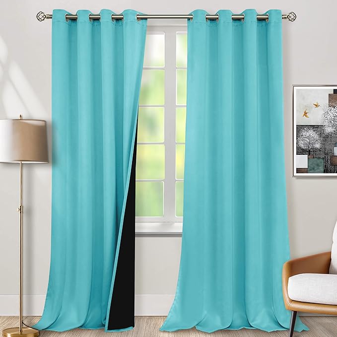 BGment Aqua Blackout Curtains 95 Inches Long 2 Panels Set by BGment