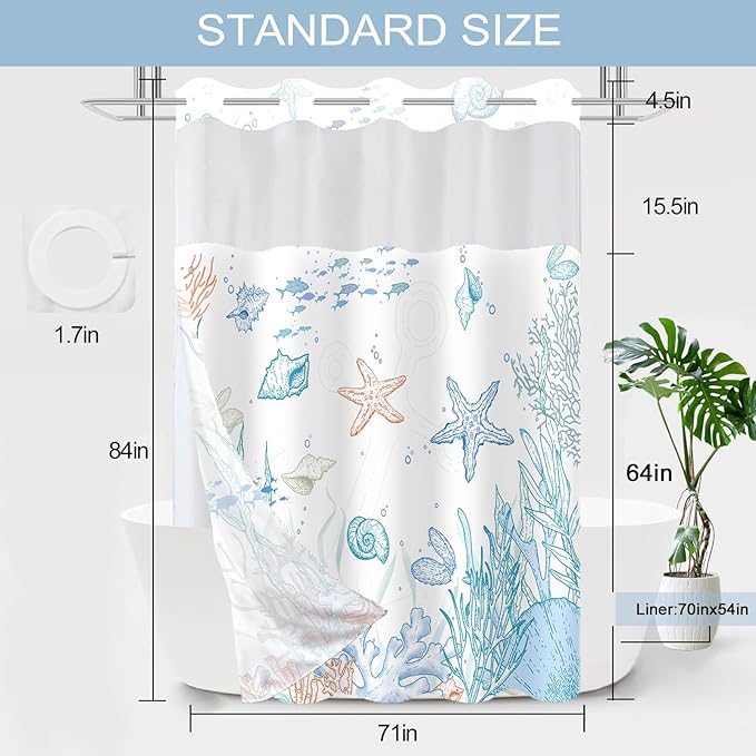 Extra Long No Hook Shower Curtain - Image 7
