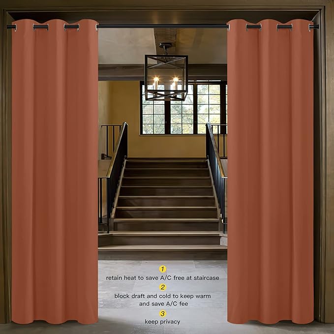 NICETOWN Burnt Orange Insulated Blackout Curtain Home Decoration Solid Grommet - Image 3