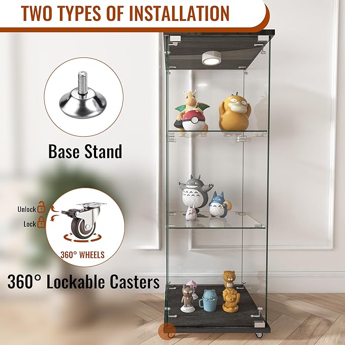Yoluckea 3-Shelf Glass Display Cabinet - Image 5