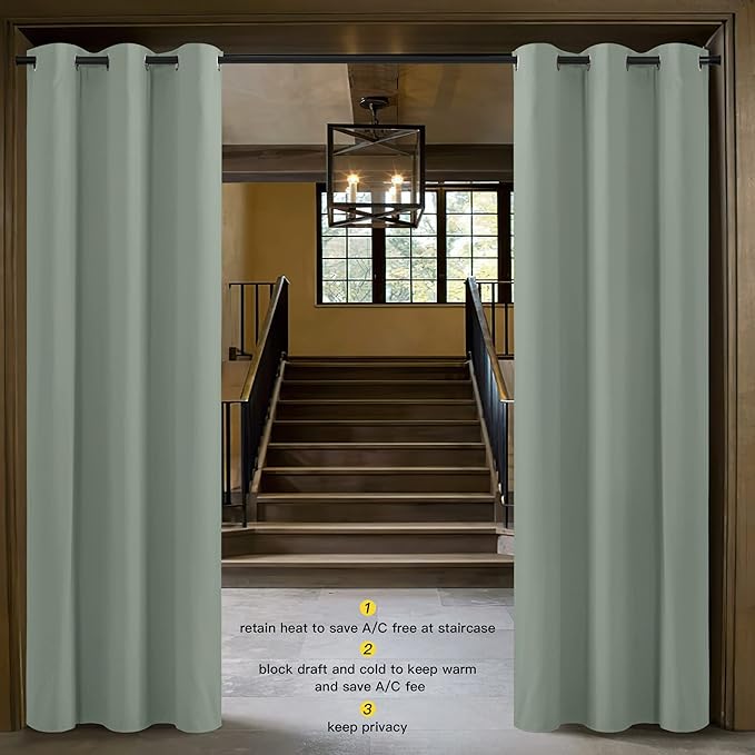 NICETOWN Greyish Green Curtain for Bedroom 84 inches Window Treatment Thermal - Image 3