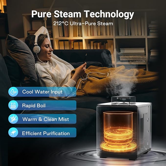 Stainless Steel Humidifier, 3L Warm Mist Humidifier, Easy Clean - Image 2