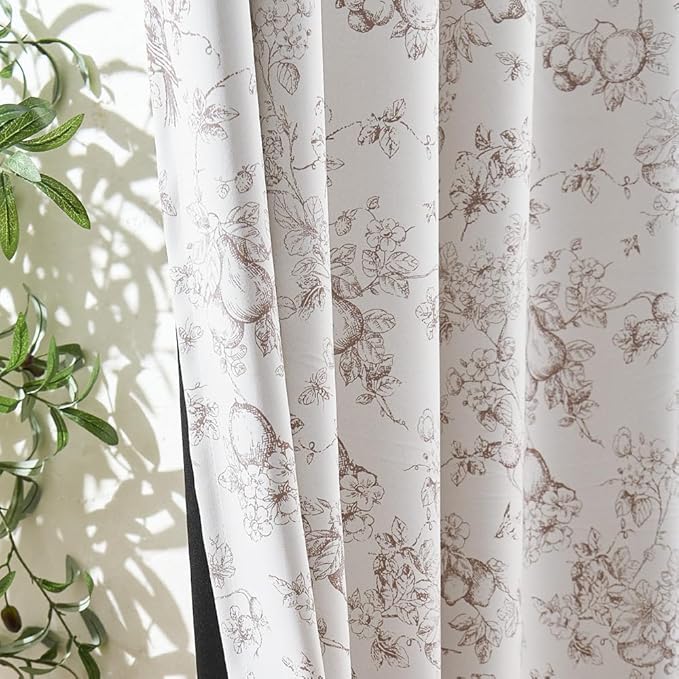 jinchan Pinch Pleated 95% Blackout Floral Curtains, Taupe 63 Inch, Room - Image 3