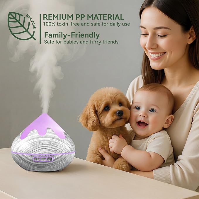 500ML Essential Oil Diffuser, Large Aromatherapy Diffuser - Image 8