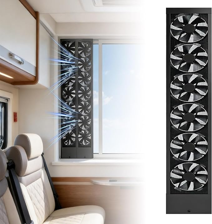 Vertical Window Exhaust Fan for Sliding Windows 5CM Retractable, Adjustable by Unknown