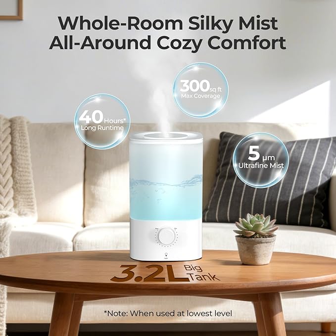 Top-Fill Cool Mist Bedroom Humidifier - Image 2
