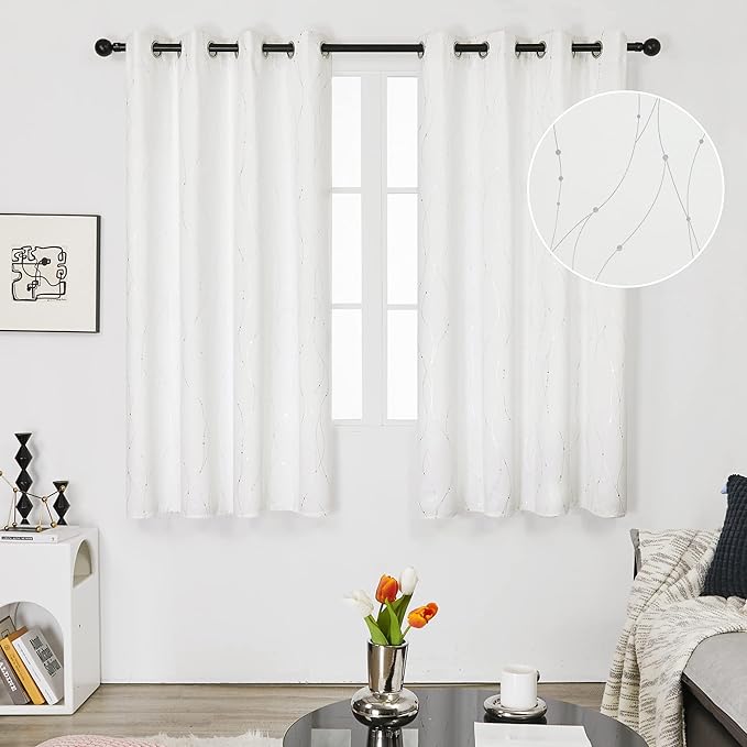 Deconovo White Kitchen Curtains, Room Darkening Curtain, Thermal Insulated - Image 2