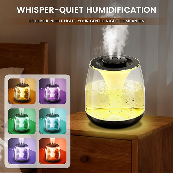 Humidifiers for Bedroom, 3 L Cool Mist Top-Fill 40H Super Long Time, 23dB Quiet - Image 6