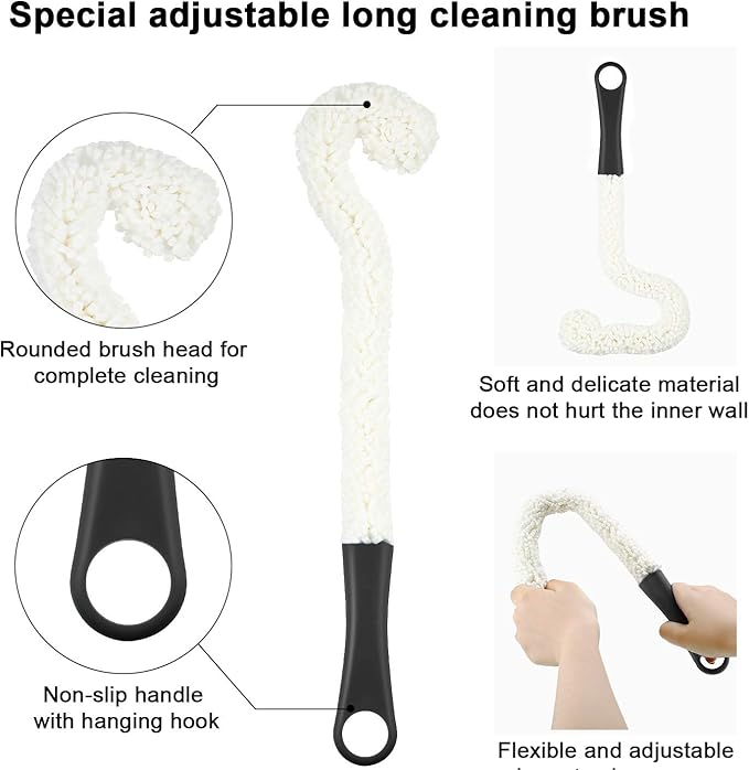 Boao 3 Pcs Decanter Cleaning Brush Wine Glass Decanter Flexible Bottle Brush Set - Image 4