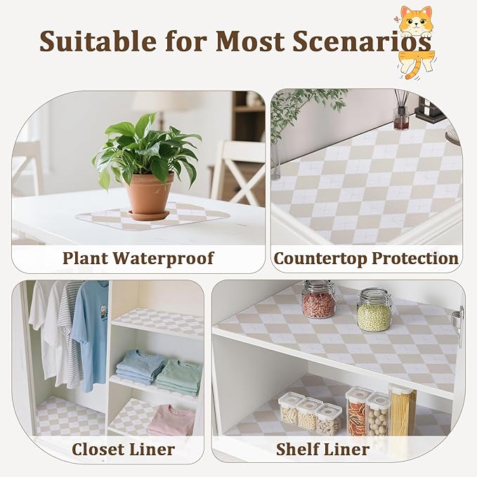 Beige Shelf Liner for Kitchen Cabinets 12" x 120" Non-Adhesive Non-Slip Drawer - Image 8