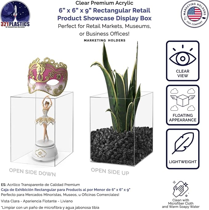 4 Pack Acrylic Cube Clear 6" x 6" x 9" Flower Vase Decorative Centerpiece Box - Image 3