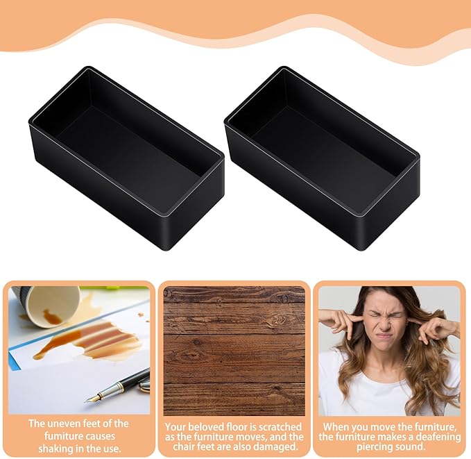 8pcs Rubber 2x4 Wood Post End Cap Rectangle Furniture Leg Caps Black Chair - Image 4