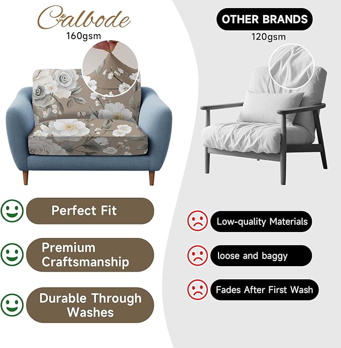 8Pcs Stretch Patio Cushion Cover, Vintage Floral Printed Couch & Sofa Slipcovers - Image 4