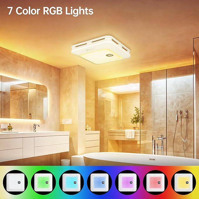 Bathroom Exhaust Fan with Bluetooth Speaker, 230 CFM 1.0 Sone Bathroom Exhaust - Image 6