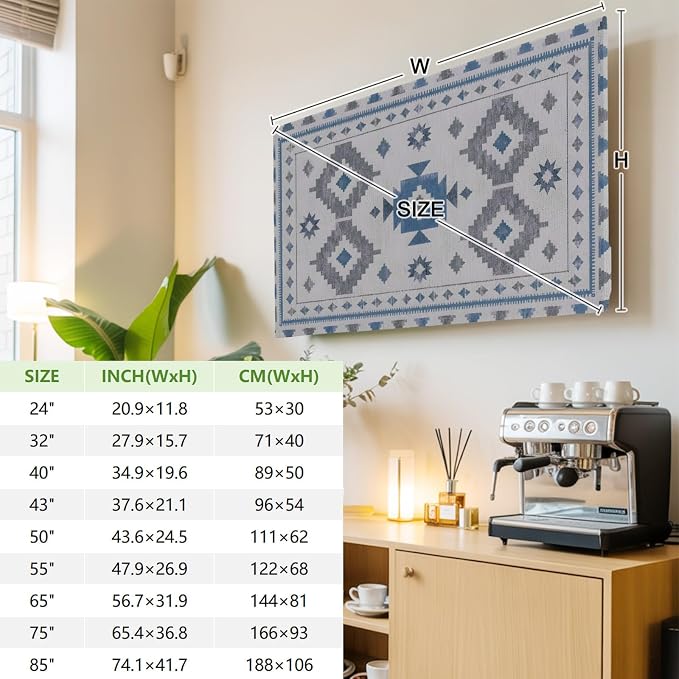 Southwestern Tribal Geometric Indoor TV Cover, Elastic TV Screen Protector - Image 3