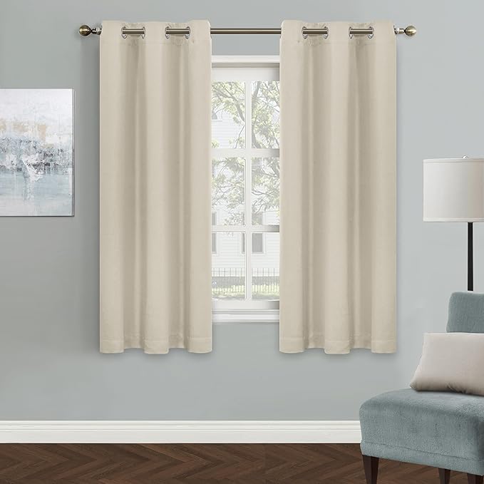 MYSKY HOME Beige Bedroom Blackout Curtains, 42 x 63 Inch, Dark Grommet Living by MYSKYHOME