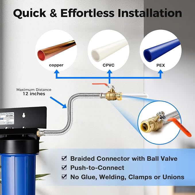 iSpring WGB21BM+AHPF12MNPT16X2 2-Stage Whole House Water Filtration System w/ - Image 4