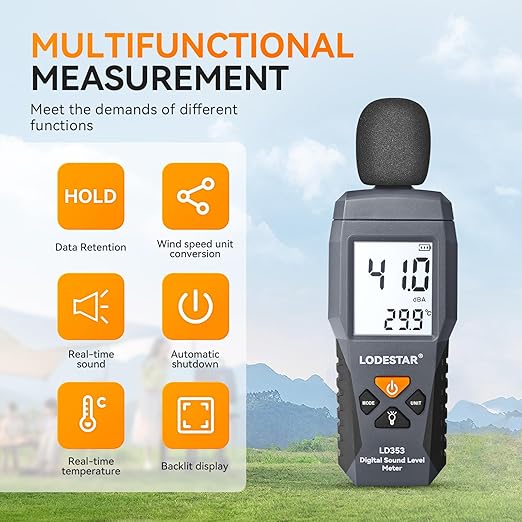 LODESTAR LD353 Decibel Meter, Digital Sound Level Meter 30 – 130 dBA dB Meter - Image 3