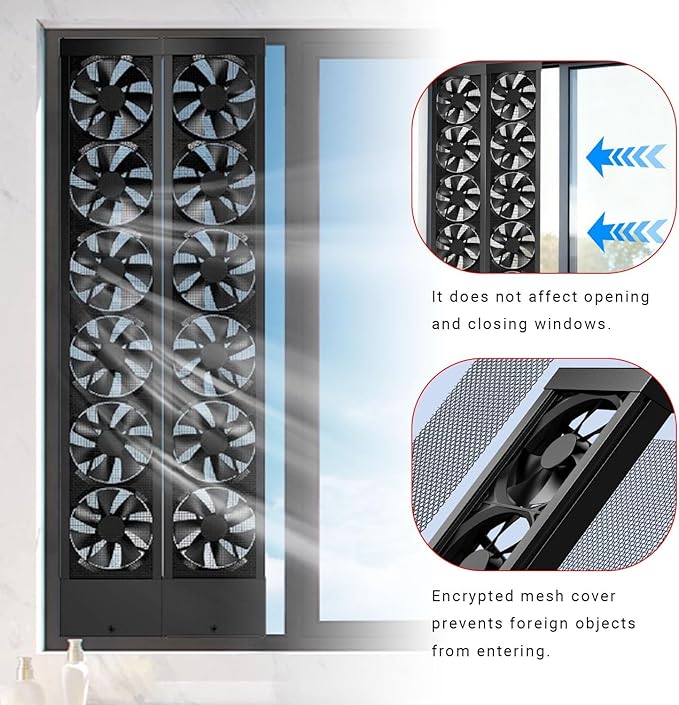 Adjustable Window Exhaust Fan for Sliding Windows, Vertical Window Exhaust Fan - Image 5