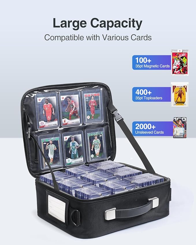 Luxtude Trading Card Case w/Adjustable Dividers, Large Top Loader Card Storage - Image 5
