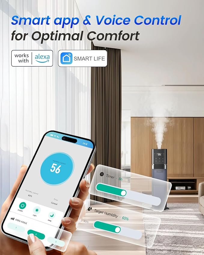 Humidifiers for Bedroom 2.1Gal/8L, Smart Humidifier Large room, Cool Mist - Image 3