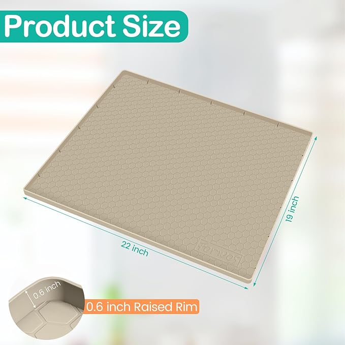 Waterproof Under Sink Mat 22" x 19", Silicone Cabinet Liner, Rubber Protector - Image 2