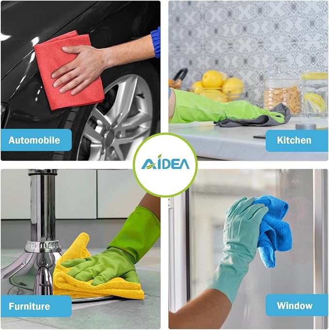 AIDEA Microfiber Cleaning Cloth Blue-100PK, Soft Absorbent Shop Rags, - Image 4