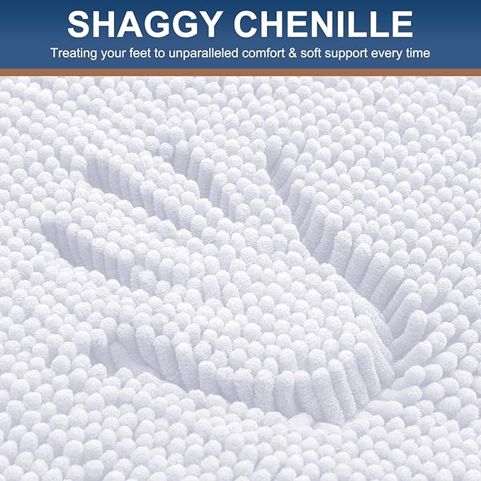 Smiry Luxury Chenille Bathroom Rugs 45x27, Extra Soft and Absorbent Shaggy Bath - Image 3