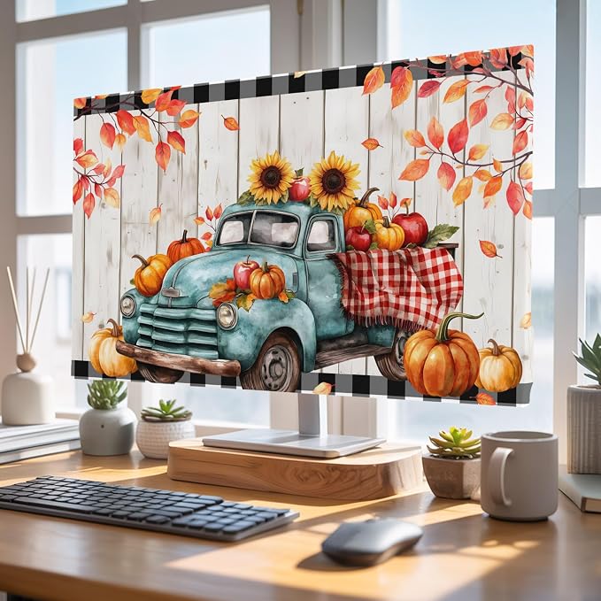 Farm Truck Pumpkin Sunflower Indoor TV Cover, Elastic TV Screen Protector Fall - Image 4