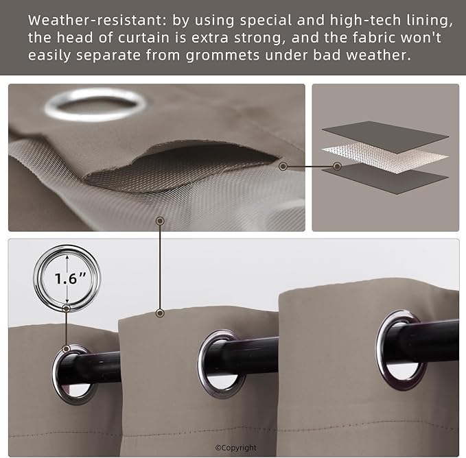DIVA EN CAMINO DEC Outdoor Patio Curtain Waterproof Darkening Thermal Insulated - Image 3