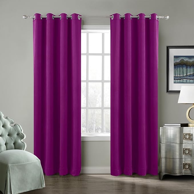 ChadMade Extra Wide Blackout Lined Premium Velvet Curtain Purple 120Wx102L Inch by ChadMade