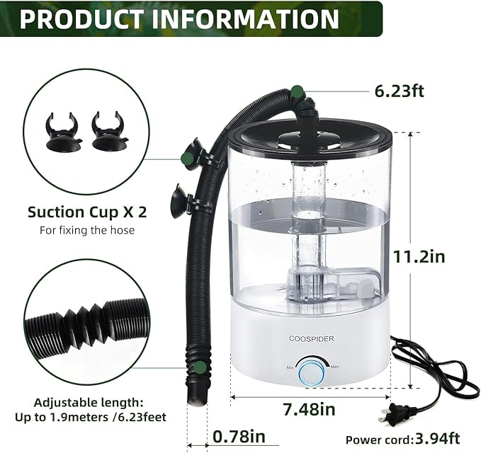 Coospider 4.2L Top Fill Reptile Humidifier, Fogger Mister - Image 7