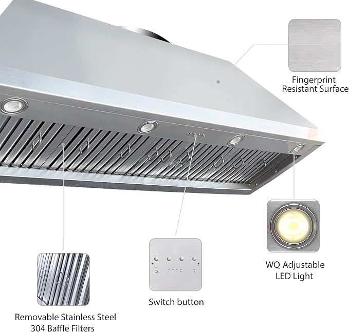 CT Copper Tailor Sloped Copper Vent Hood Wall Mount, 1260 CFM Exhaust Fan - Image 8
