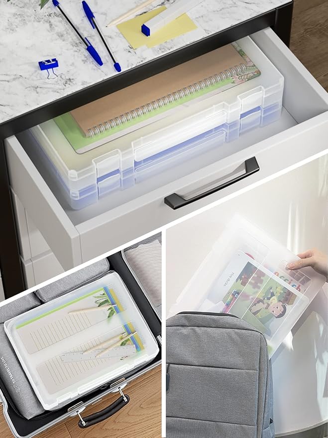 Denkee Large Paper Storage Box, 4 Pack Plastic Scrapbook Paper Storage Organizer - Image 6