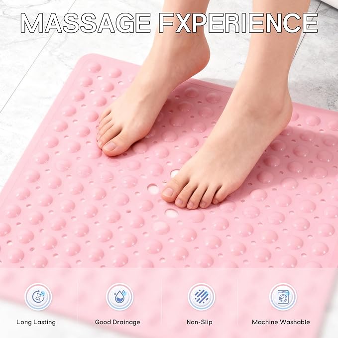 Anti-Slip Bathtub Shower mat, 20.8×20.8（Approximately 53×53cm） inch Soft - Image 2