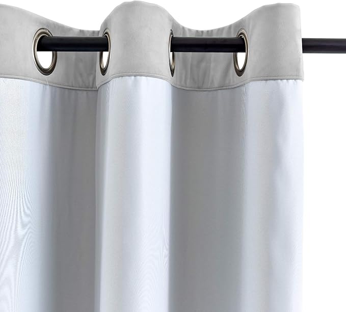 ChadMade Blackout Lined Premium Velvet Curtain Silver Grey 84Wx84L Inch - Image 3