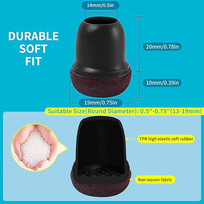 Extra Small Chair Leg Floor Protectors, Felt Chair Leg Pads - Image 4