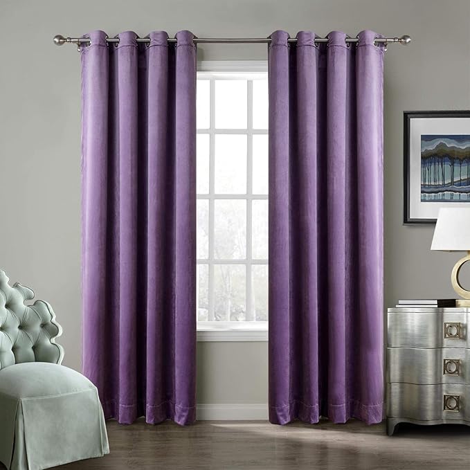 ChadMade Blackout Lined Premium Velvet Curtain Voilet 100Wx84L Inch, Eyelet by ChadMade