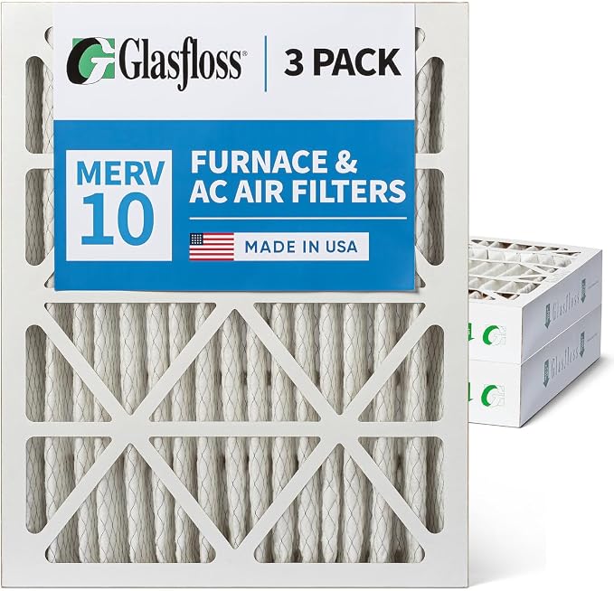 Glasfloss 16x20x4 MERV 10 4" Inch Pleated Air Filters Box of 3. Actual Size: - Image 7