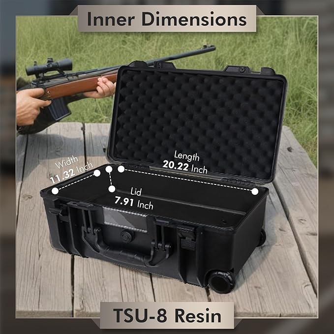 Camera Hard Case Dry Box With Foam & Stretchable Handle With Wheels | Gun Safe - Image 3