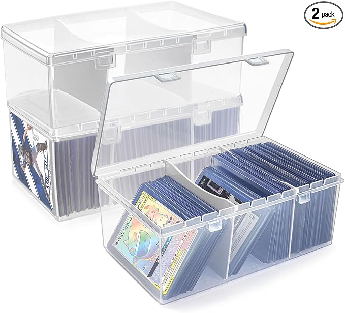 Trading Card Storage Box with 2 Dividers, Toploads Storage Box Plastic Baseball by Unknown
