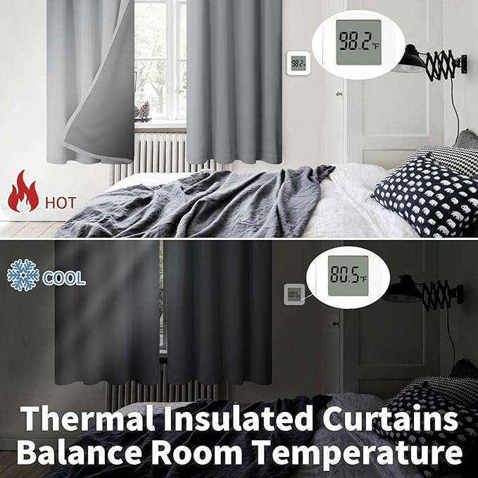 BGment 100% Blackout Curtains for Bedroom 84 Inch Length 2 Panels, Thermal - Image 4