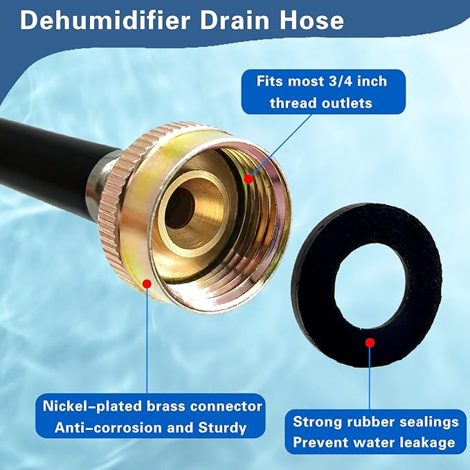Leakproof Dehumidifier Drain Hose 3/4 Inch FHT Connection Brass Interface to - Image 3