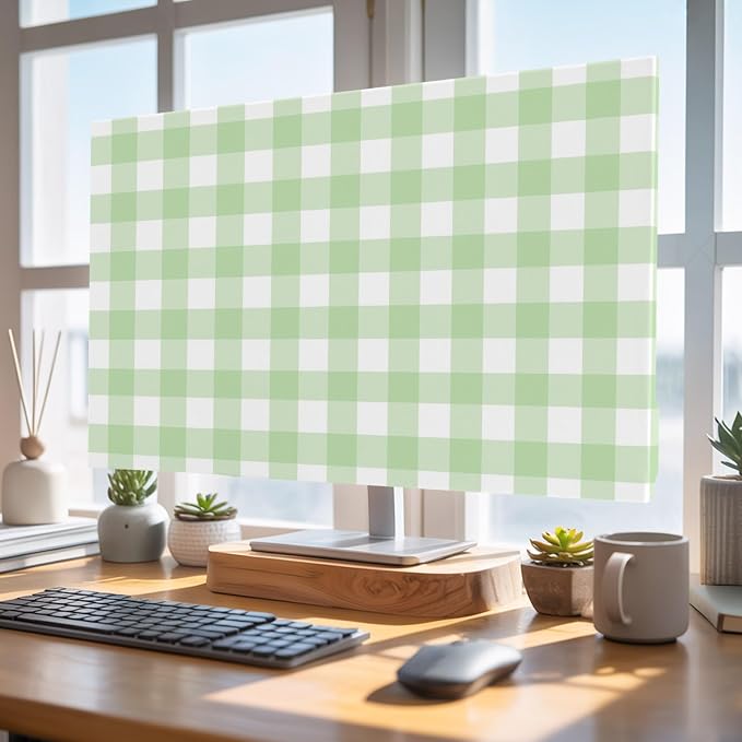 Green Stripes Buffalo Checker Indoor TV Cover, Elastic TV Screen Protector - Image 4