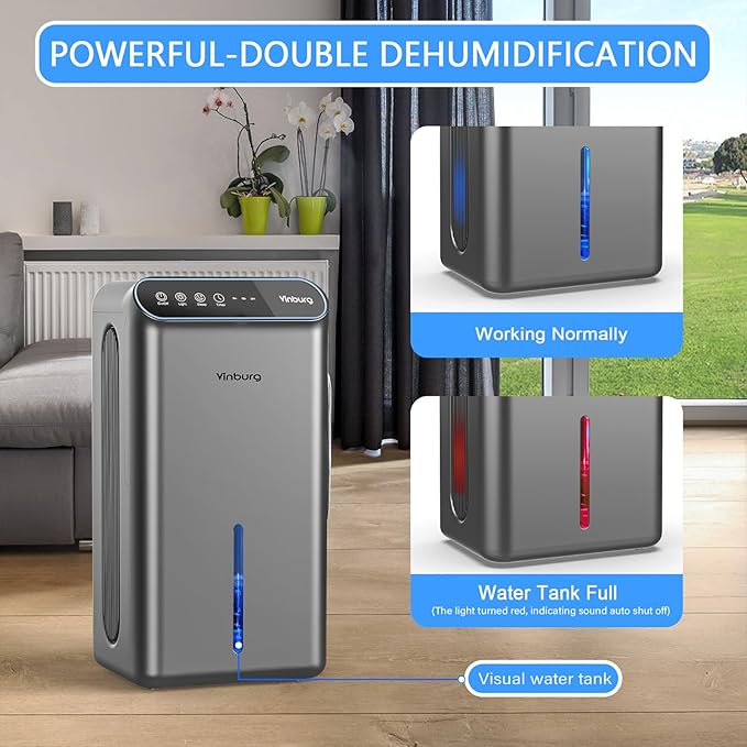 Dehumidifier for Basement Quiet Dehumidifiers for Home, Auto Shut-Off, Sleep - Image 5