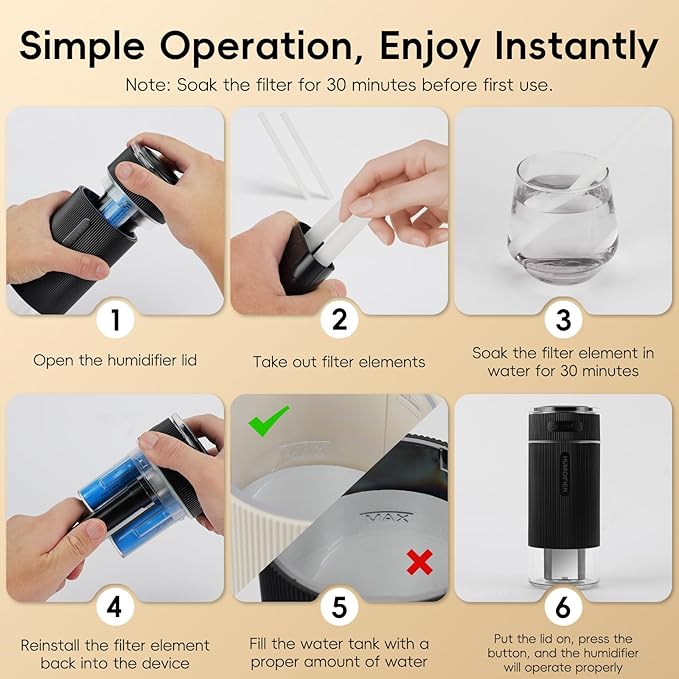 Portable Small Humidifiers for Travel, Mini Air Ultrasonic Humidifier - Image 8