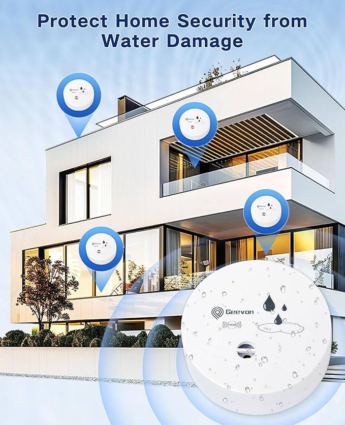 Geevon 4 Pack Water Leak Detectors, 100dB Water Sensor Alarms Flood Detector - Image 8