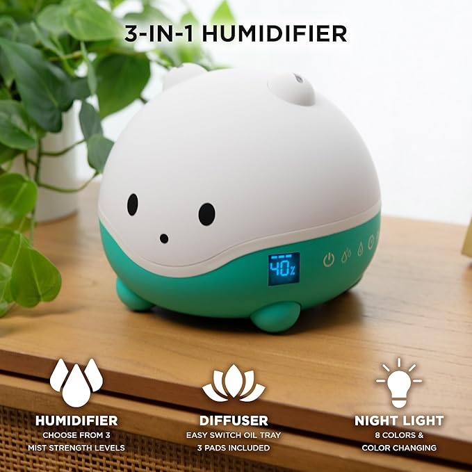 LittleHippo WISPI 3-in-1 Humidifier, Diffuser & Night Light - Image 2